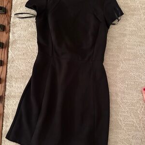 White House Black Market Black Short-Sleeve Fit & Flare Mini Dress